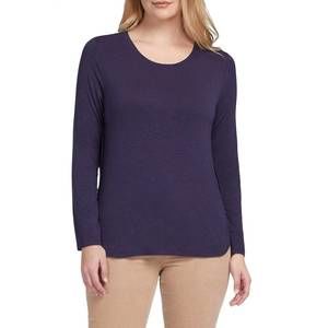 NEW TRIBAL crew neck top with button back detail in navy